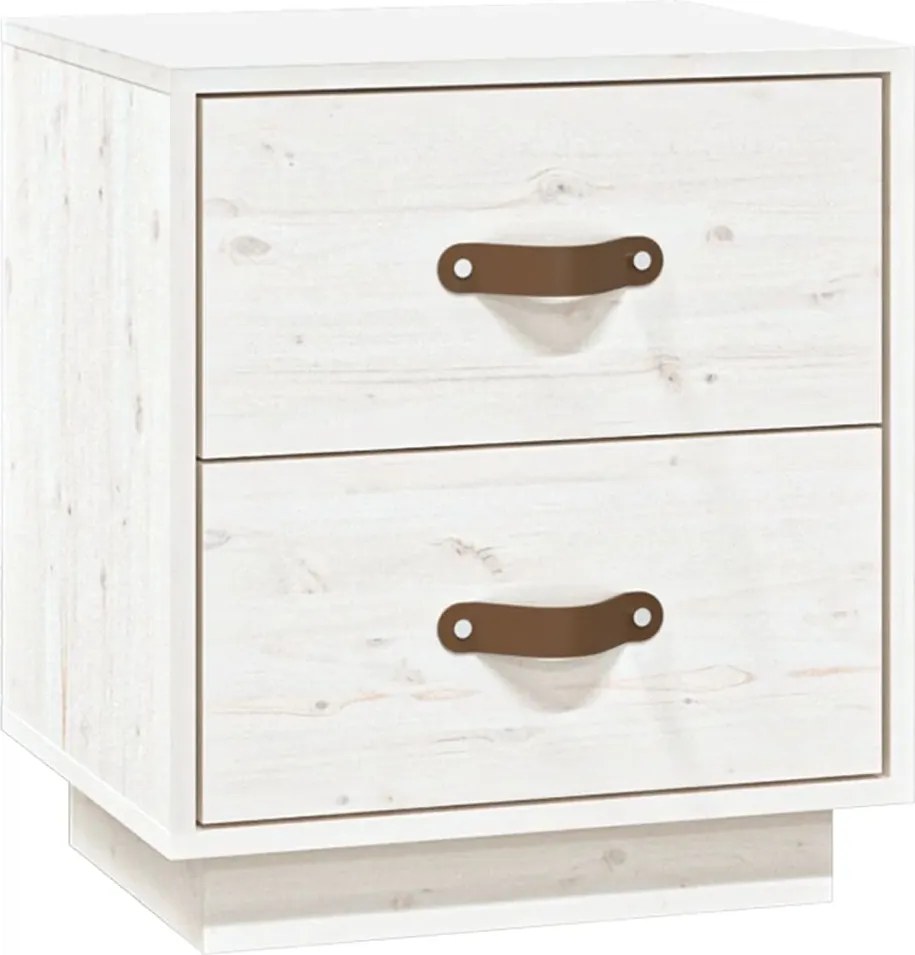 vidaXL Noptieră, alb, 40x34x45 cm, lemn masiv de pin