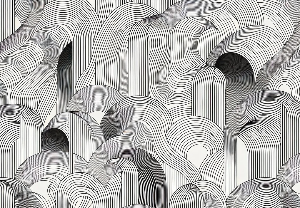 Fototapet - Morman de linii negre (147x102 cm)