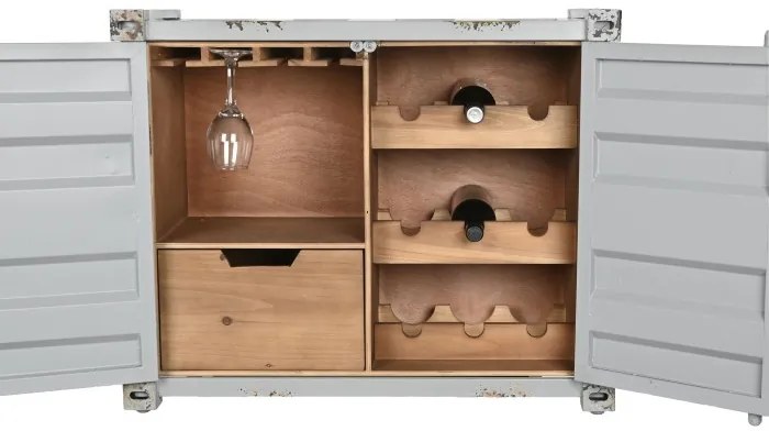 Consola de bar, din metal, gri, stil industrial, Cargo