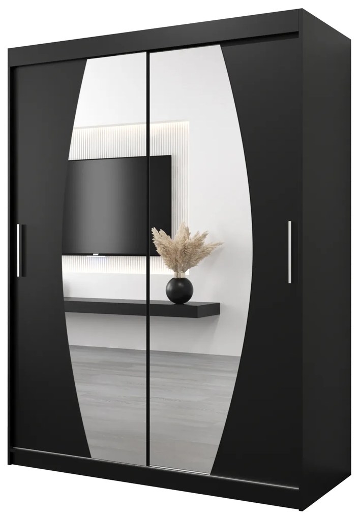 Dulap de haine 150 cm Eclipse (Negru mat + Negru mat). 1063404