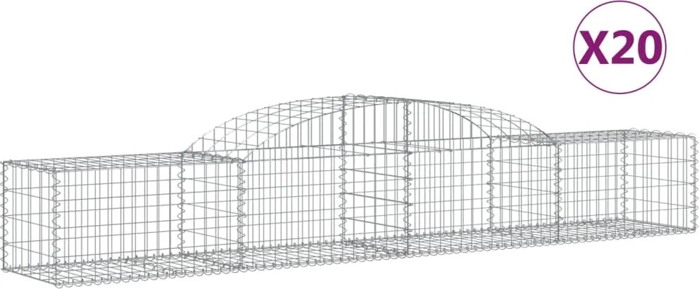 vidaXL Coșuri gabion arcuite, 20 buc., 300x50x40/60cm, fier galvanizat