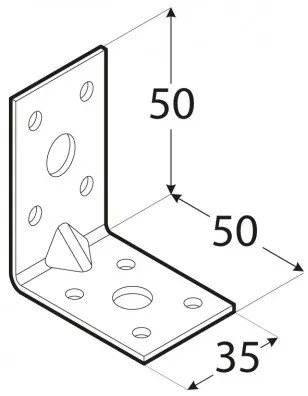 Coltar inclinat la 90° cu ranforsare pentru constructii model KPL (Dimensiuni: 90x90x65x2 mm)