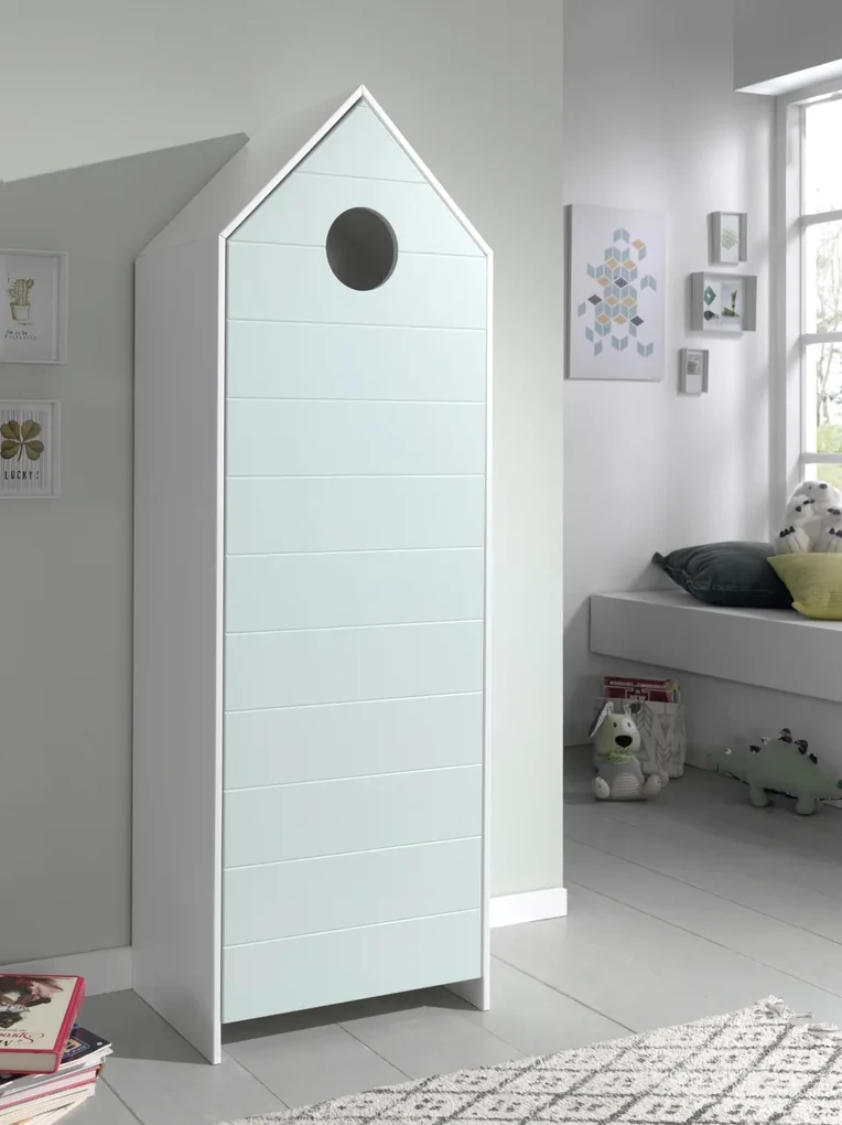 Dulap pentru Copii Căsuță, Verde Mentă, (MDF) – CASAMI – Vipack