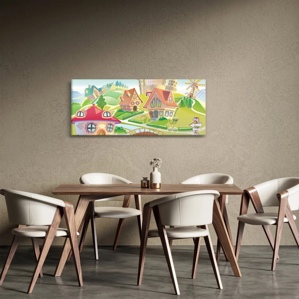 Tablou - Orășel colorat (120x50 cm)