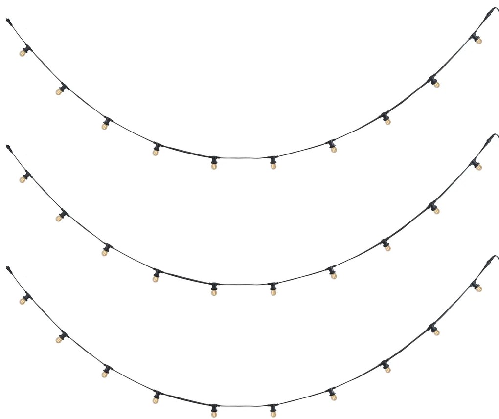Ghirlandă luminoasă conectabilă neagră cu priză 14m incl. E27 P45 30 lumini IP64 - Lubber