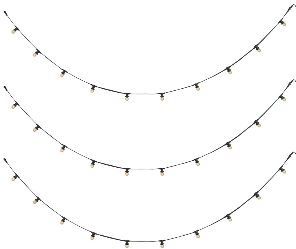 Ghirlandă luminoasă neagră conectabilă cu ștecher 18m Incl. E27 P45 30 de lumini IP44 - Lubber