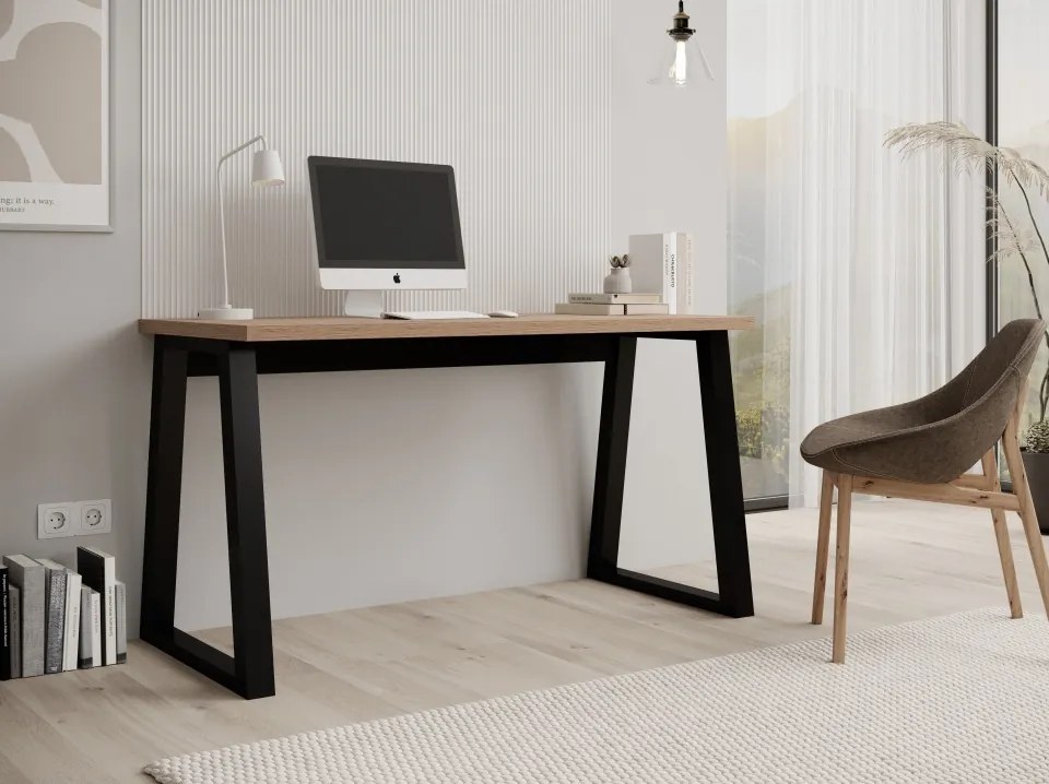 Birou IWO – 135x65x75.2 cm – Stejar Artisan / Negru