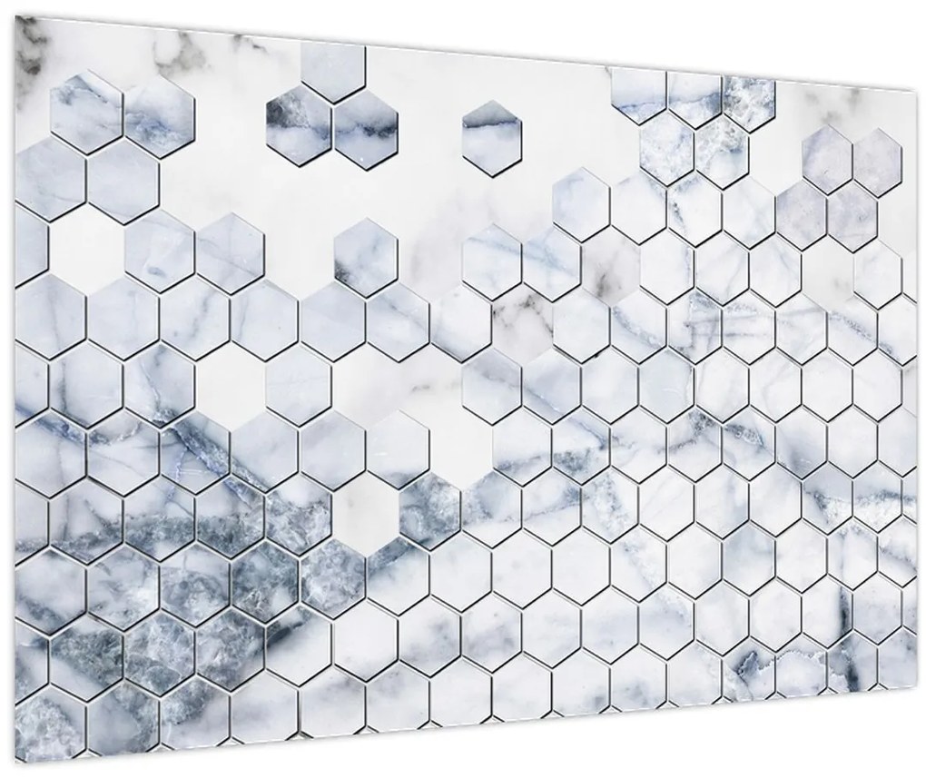 Tablou - Hexagoane marmură (90x60 cm)