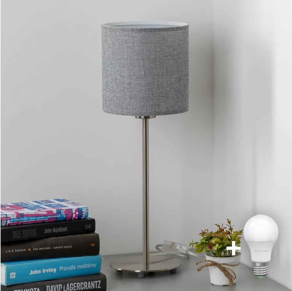 Eglo - Lampă de masă LED TUNJA 1xE27/60W/230V 38,5 cm crom mat/gri