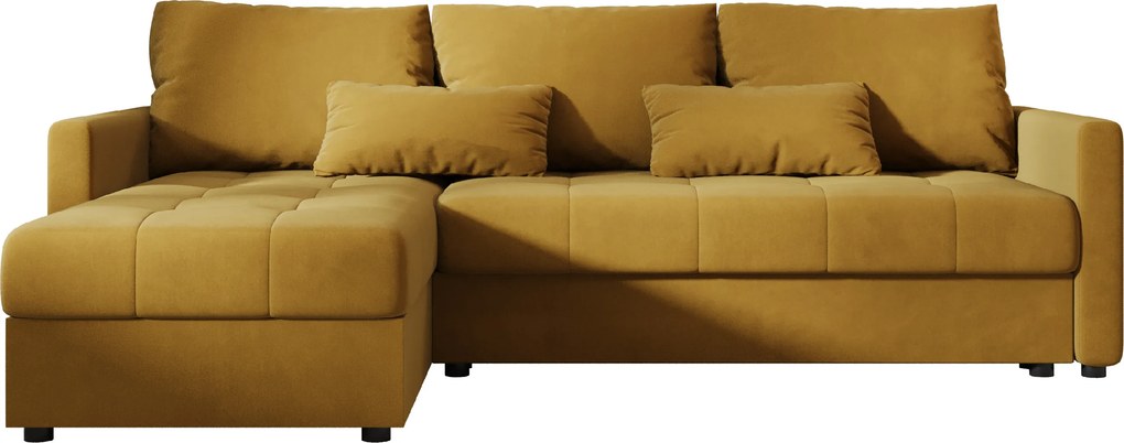 Coltar extensibil de colt VENORIA, mustar, reversibil, 220x143 cm + 2 perne GRATUIT