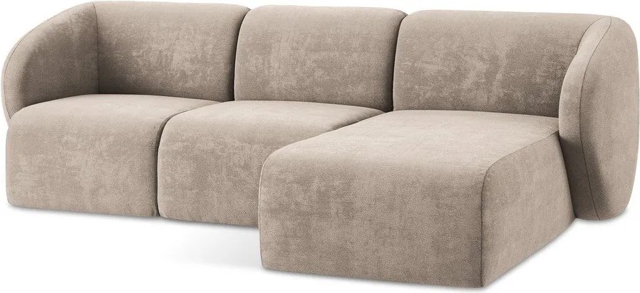 Colțar maro deschis cu tapițerie din chenille (cu colț pe partea dreaptă/cu șezlong) Lani – Makamii