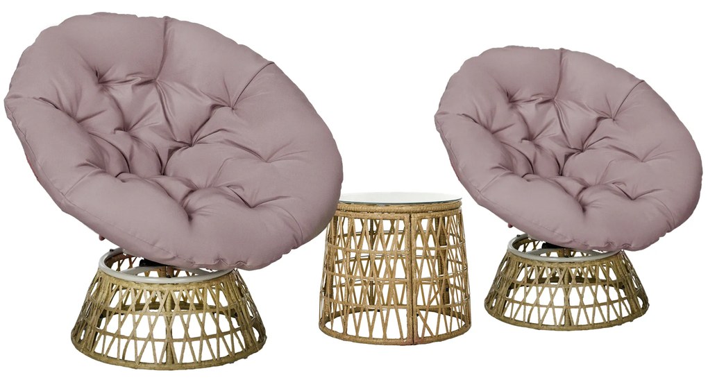 Outsunny Set de bistro pentru balcon, set de terasă, set rezistent la intemperii, perne detașabile, 85 cm x 70 cm x 82 cm, Natural + Maro deschis | Aosom Romania