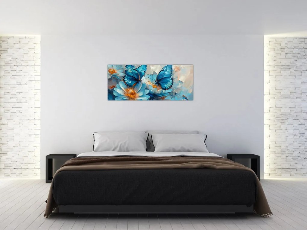 Tablou - Fluturi albaștri (120x50 cm)