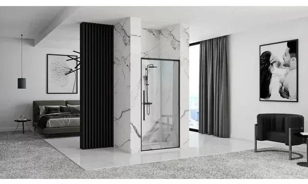 Usa de nisa culisanta Rea Solar 140 cm sticla 6 mm negru
