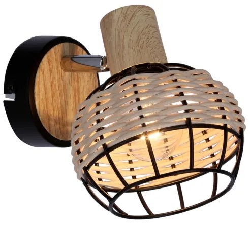 Spot de perete TAJGA 1xE14/40W/230V ratan/negru