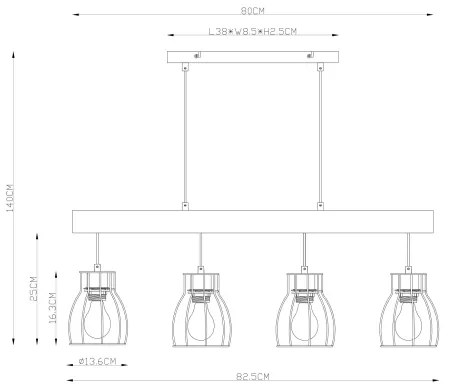 Lustră pe cablu MINA 4xE27/40W/230V Globo 15326-4N