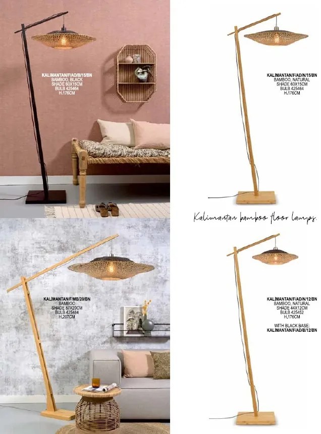 Lampadar din bambus KALIMANTAN orizontal S natur, 60cm