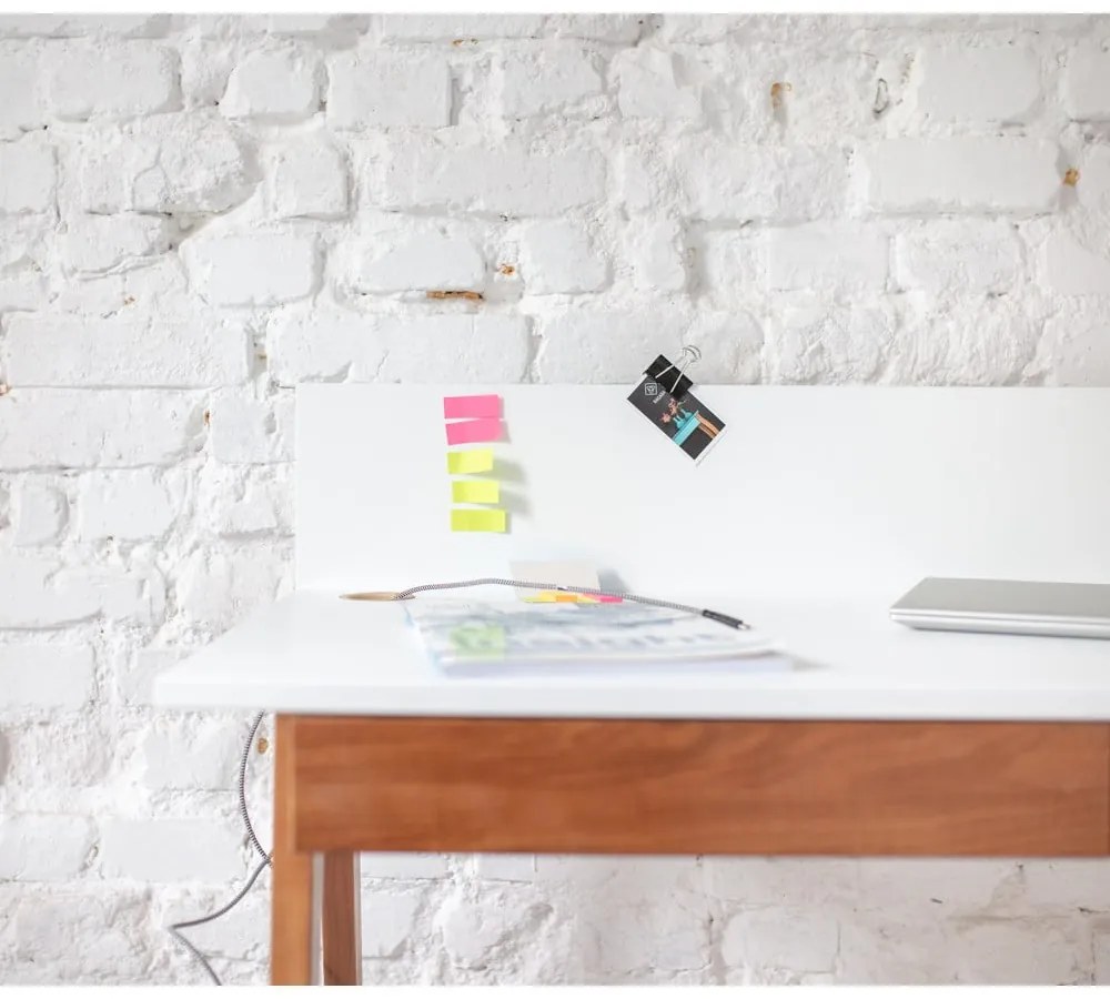 Birou cu bază din lemn de frasin Ragaba Luka Oak, lungime 110 cm, gri