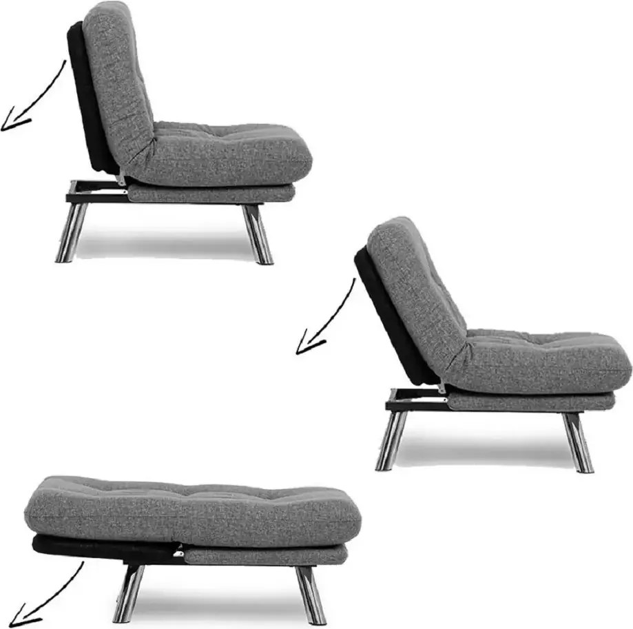 Set canapea extensibila 3 locuri si 1 fotoliu extensibila ,living, 180x110 cm – stofa, gri – Merburn