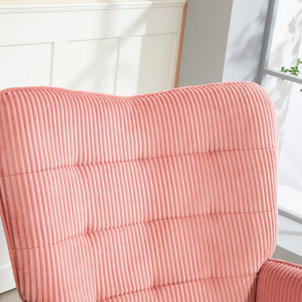 HOMCOM Fotoliu cu leagăn, Fotoliu de relaxare, Scaun cu leagăn, rezistent până la 120 kg, Poliester, 98 x 71 x 101 cm, Roz | Aosom Romania
