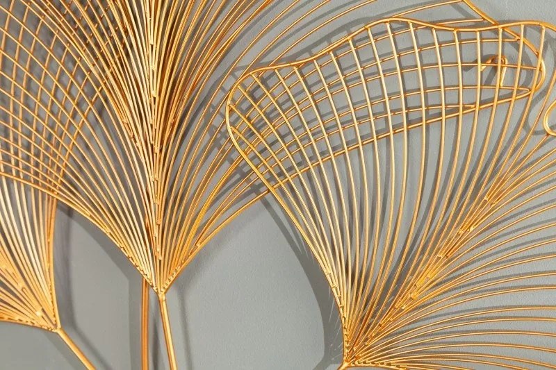 Decoratiune de perete frunze de ginkgo filigran, Ginkgo 90cm auriu