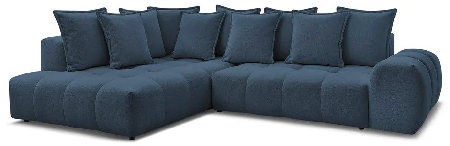 Colțar albastru închis extensibil/cu spațiu de depozitare cu tapițerie din chenille (cu colț pe partea stângă/în formă de ”L”) Everest – Bobochic Paris