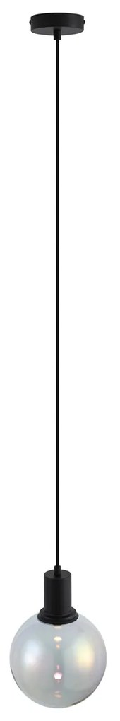Lampă suspendată de design neagră cu sticlă curcubeu 20cm - Mallon