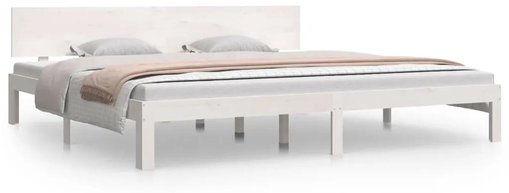810516 vidaXL Cadru de pat, alb, 200x200 cm, lemn masiv de pin
