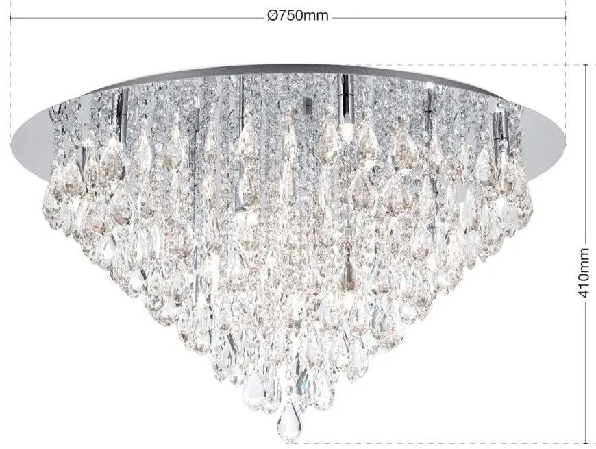 Lustra aplicata cristal K9 design elegant CELESTE D-75 crom
