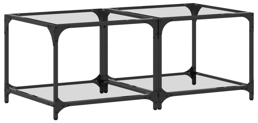 vidaXL Mese cafea blat din sticlă transparentă 2 buc. 50x50x40 cm oțel