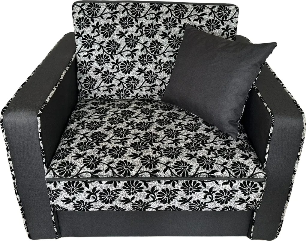 Fotoliu SAMY NEXT extensibil, cu lada de depozitare, stofa gri inchis cu gri deschis , cadru metalic, 103x100x92 Stofa, Gri Inchis + Gri Deschis