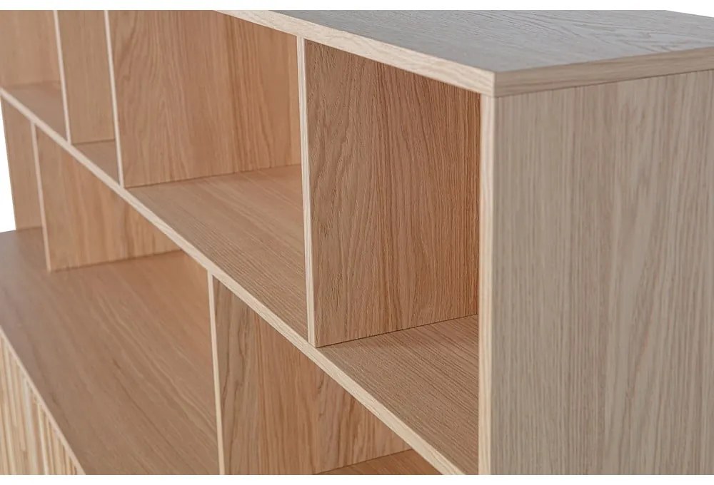 Bibliotecă în culoare naturală cu aspect de lemn de stejar 200x150x44 cm Gravure – WOOOD