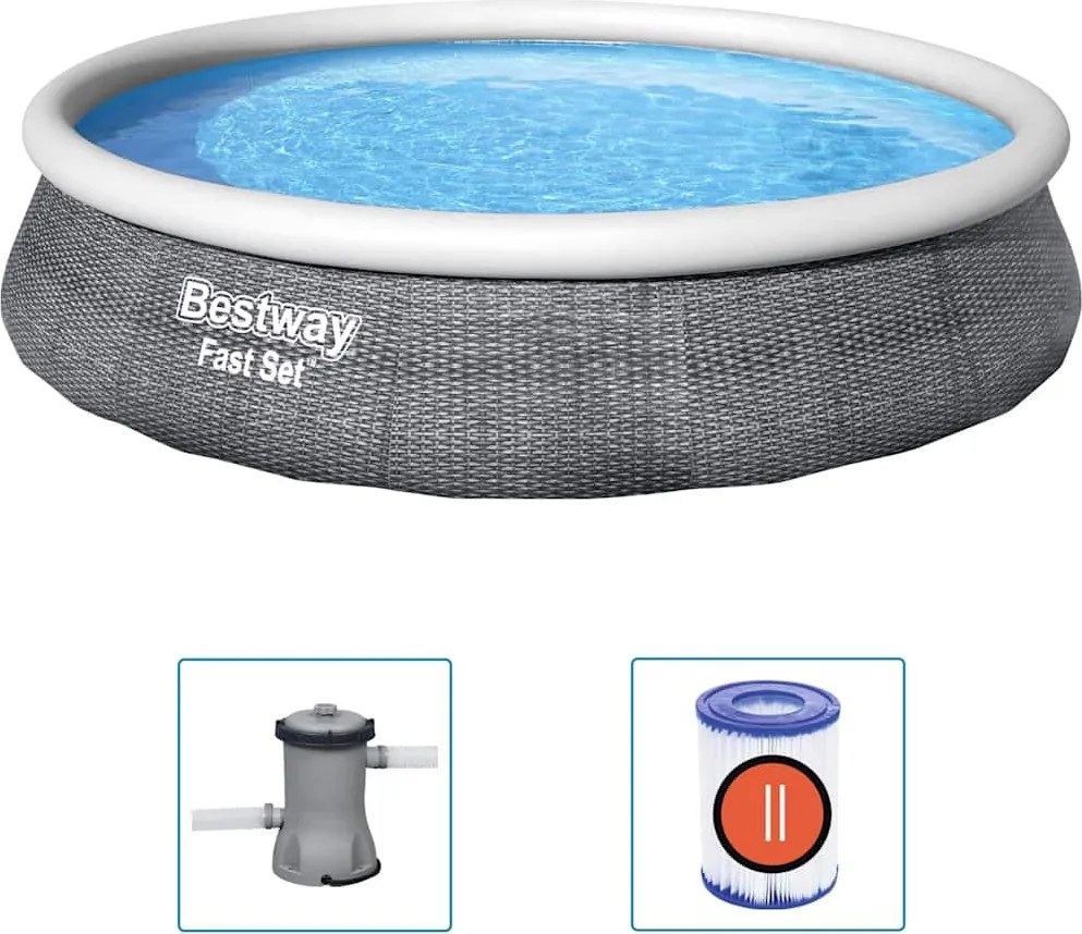 Bestway Set piscină gonflabilă Fast Set, cu pompă, 396 x 84 cm