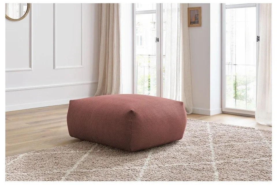 Taburet roz deschis cu tapițerie din catifea reiată Voltaire – Bobochic Paris