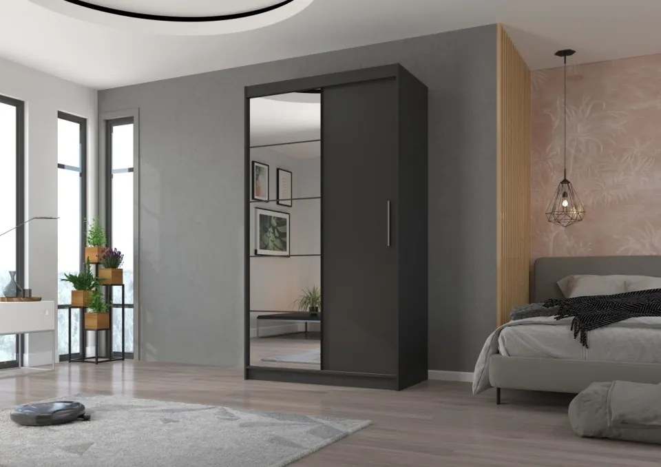 Dulap cu usi glisante si oglinda 120x215 cm, Esti, ADRK Furniture (Culoare: Sonoma)