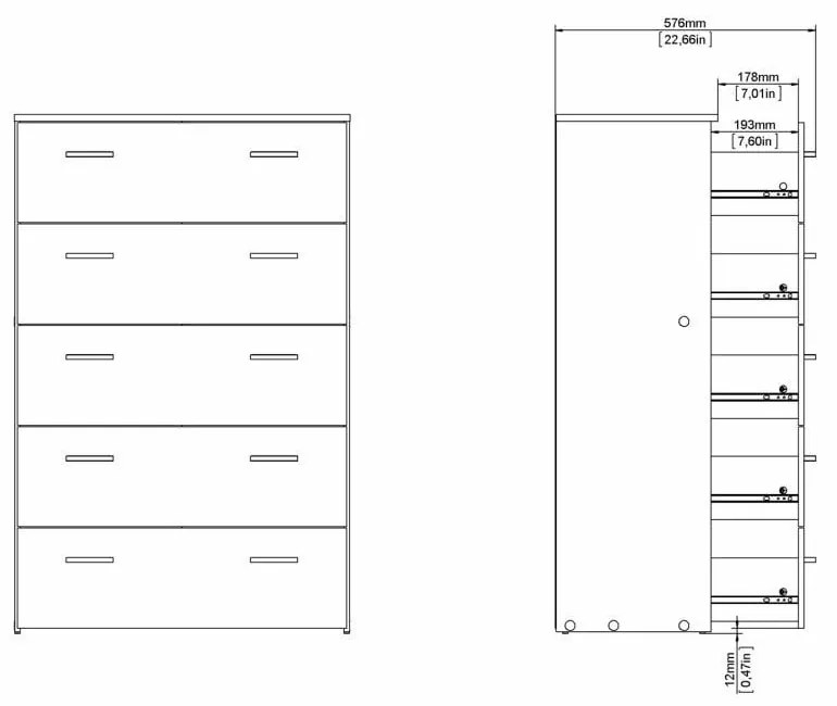 Comodă albă înaltă 74x115 cm Space – Tvilum