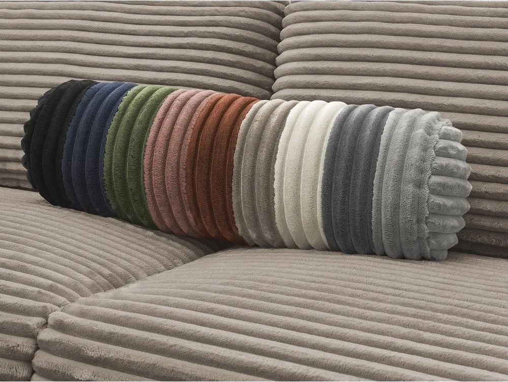 Canapea taupe pentru dormitul zilnic/extensibilă cu tapițerie din catifea reiată 220 cm Hugo – Bobochic Paris