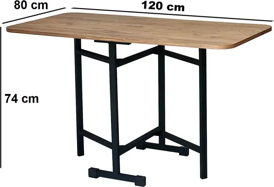 Masa Bucatarie pliabila cu roti Homs negru marmorat 120 x 80 x 74 cm