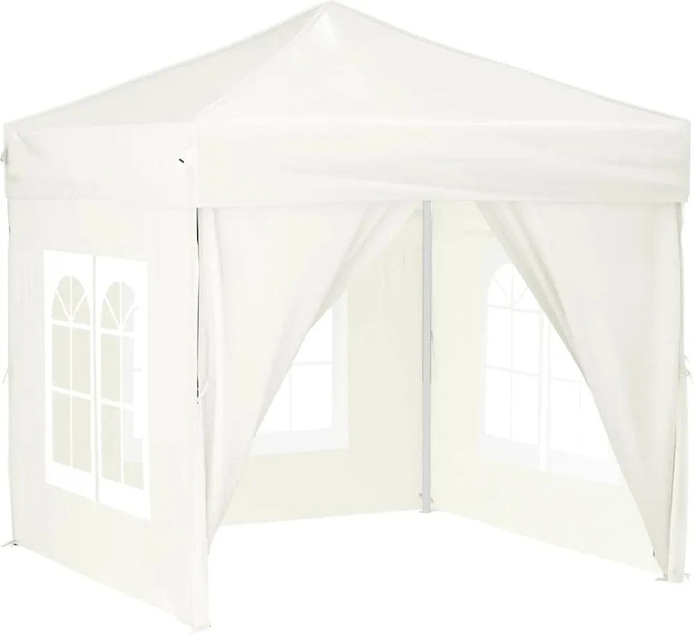 vidaXL Cort pliabil pentru petrecere, pereți laterali, crem, 2x2 m