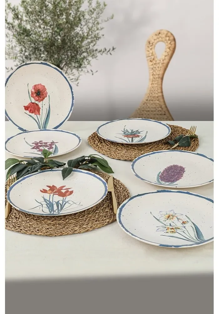 Set 6 farfurii din ceramică My Ceramic Flower, ø 25 cm | BIANO