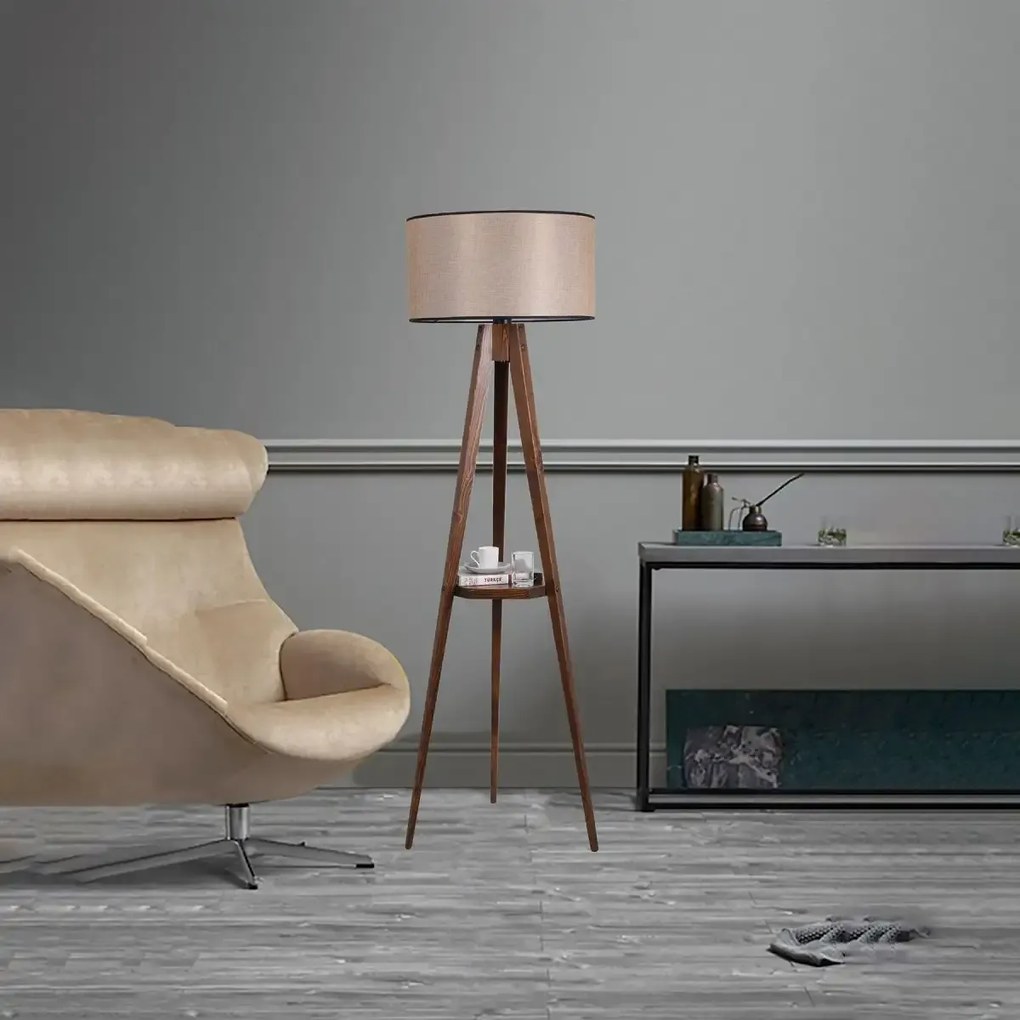 Lampadar cu masuta metal-,nuc-bej, Homs, 153 cm,40018