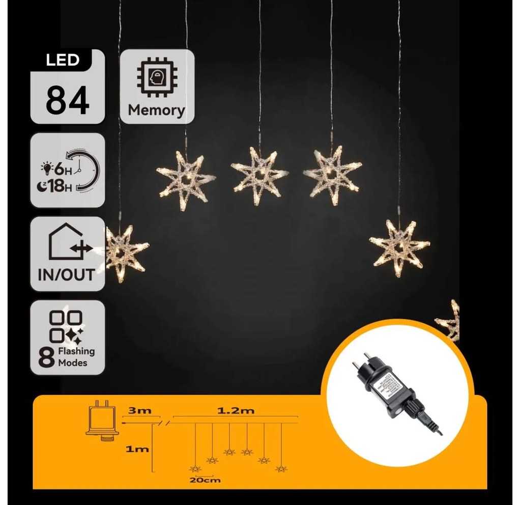 Aigostar - Ghirlandă LED de Crăciun pentru exterior 84 LED/230V 1,2x1m IP44 alb cald, cu fulgi
