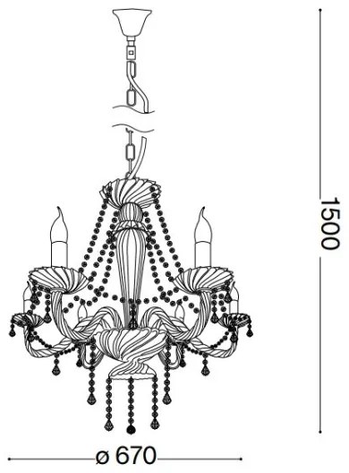 Lustră de cristal pe lanț Ideal Lux AMADEUS 6xE14/40W/230V d. 67 cm transparent