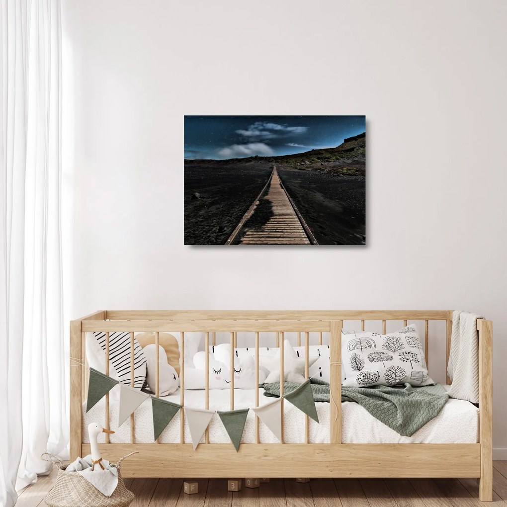 Tablou pe sticlă drumul de lemn în amurg (70x50 cm)