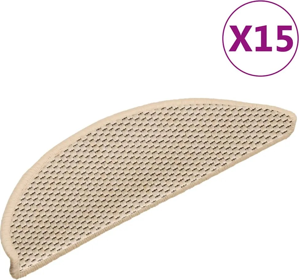 vidaXL Covorașe scări autoadezive 15 buc berber 56x17x3cm aspect sisal