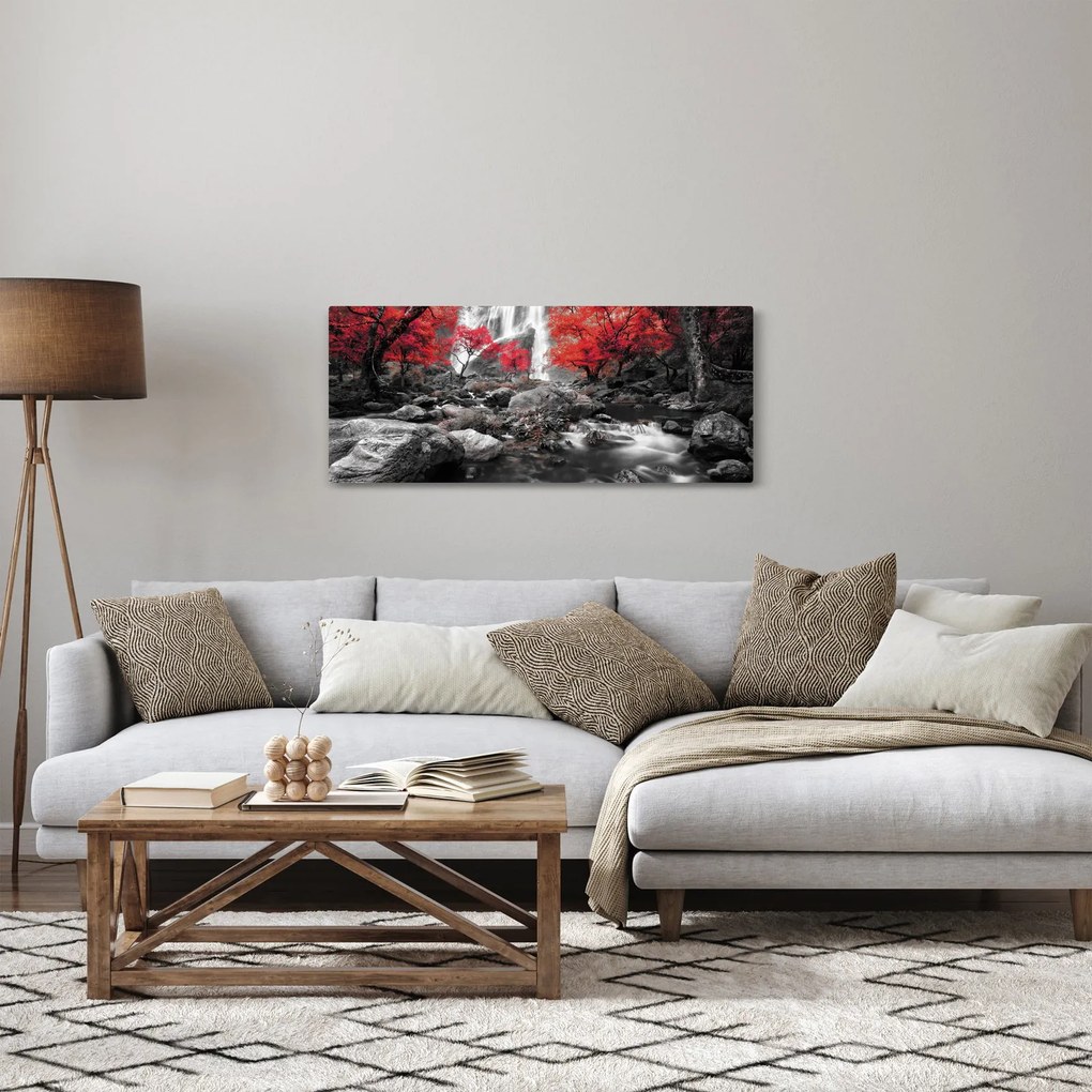 Tablou - Cascade în peisajul de toamnă (120x50 cm)