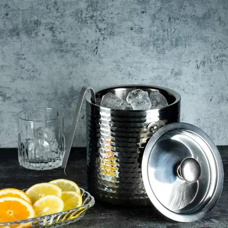 Frapiera pentru gheata Kinghoff KH 1503, 1,5 L, Exterior reliefat, Pereti dubli, Maner, Otel inoxidabil