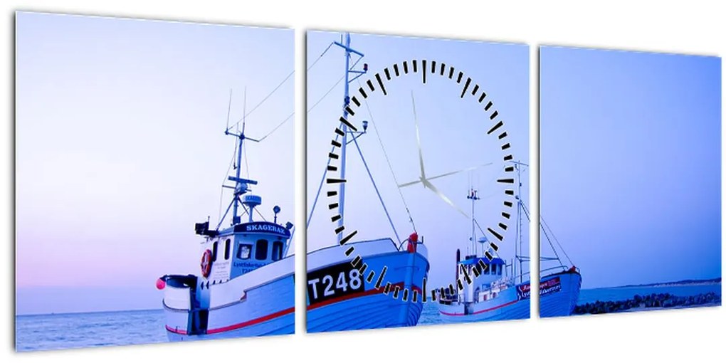 Tablou - Debarcarea în amurg (cu ceas) (90x30 cm)