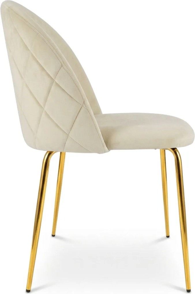 Scaun bucatarie INCA VELVET din catifea cu picioare aurii, crem