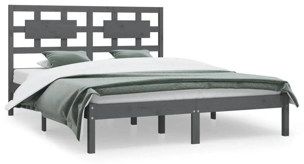 3107350 vidaXL Cadru de pat, gri, 120x200 cm, lemn masiv de pin